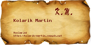 Kolarik Martin névjegykártya